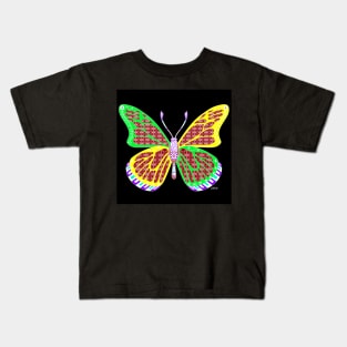 ballet with butterfly wings ecopop in totonac mandala patterns art Kids T-Shirt